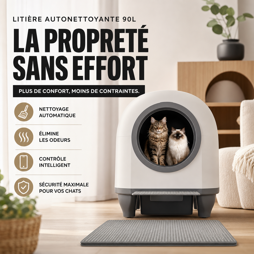 Devoko 90L Litière Autonettoyante : Avis Complet 2026 — infographie produit