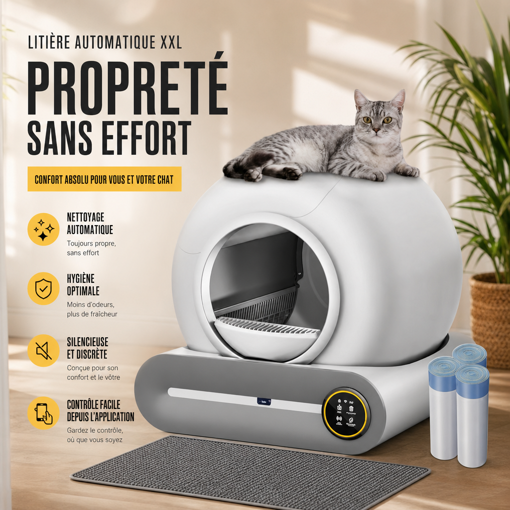 Litière Chat Automatique XXL Autonettoyante : Avis Complet 2026 — infographie produit