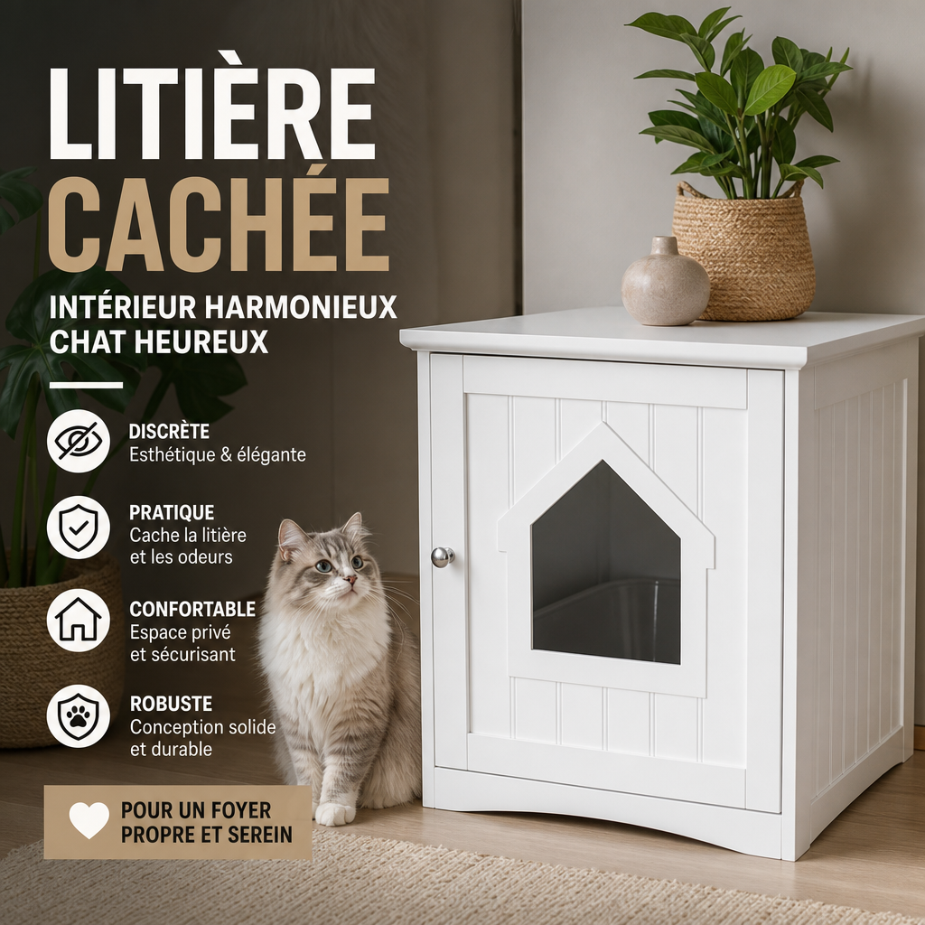 TRIXIE Meuble pour Bac à Litière Blanc : Avis Complet 2026 — infographie produit