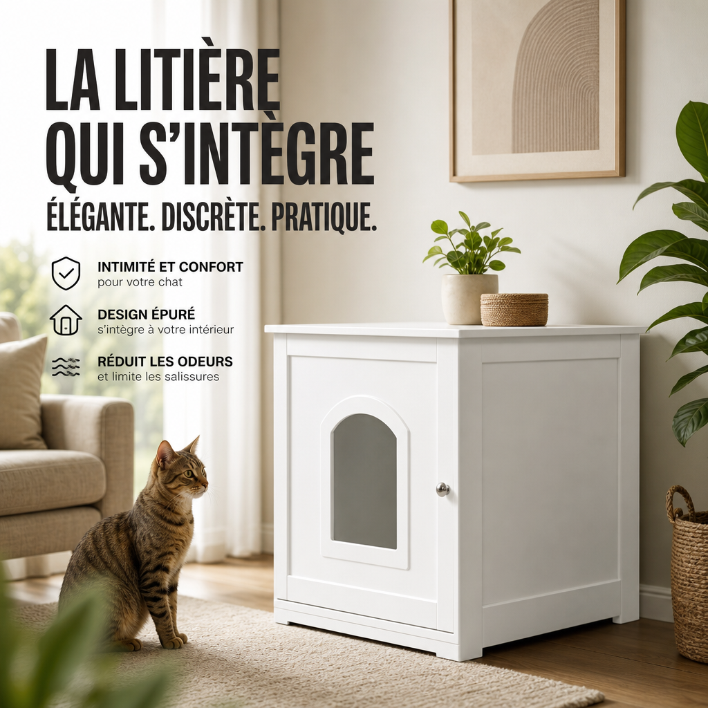 zoovilla Kitty Litter Loo : Avis Complet sur ce Meuble Litière Blanc — infographie produit