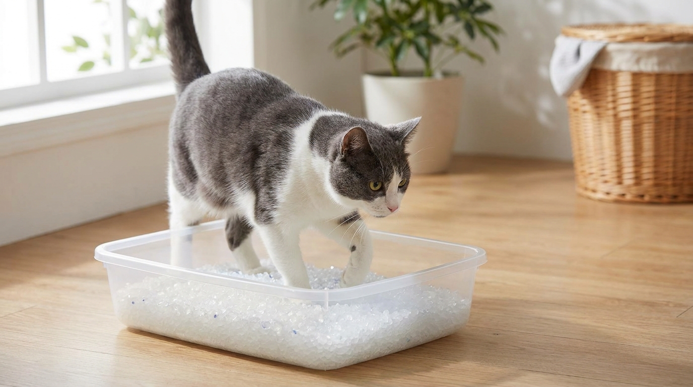 litière en silice pour chat - image de couverture