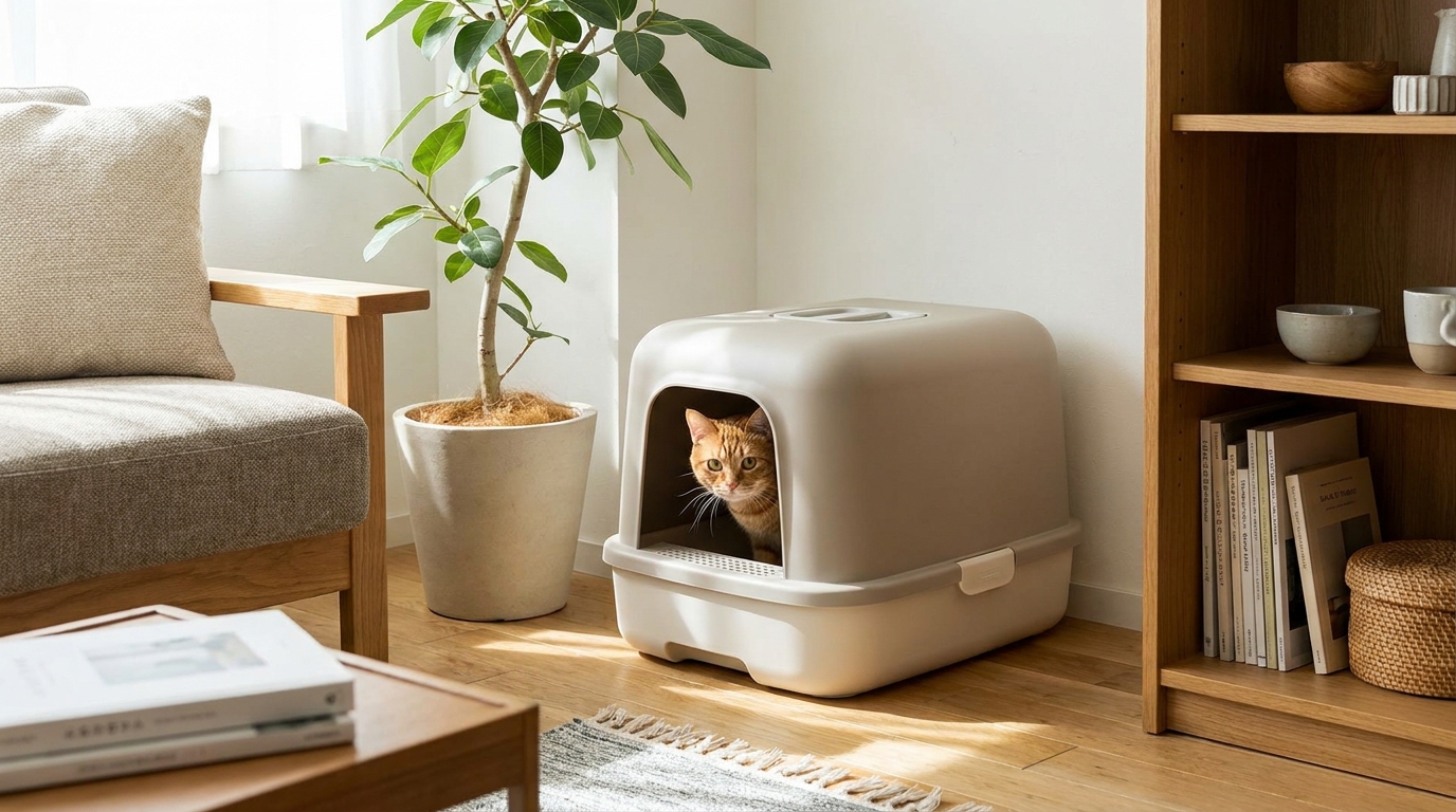 Litière fermée pour chat : avantages, inconvénients et top modèles