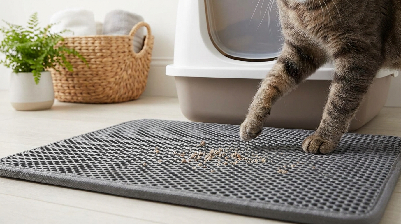 Tapis de litière pour chat : stop aux granulés qui se répandent