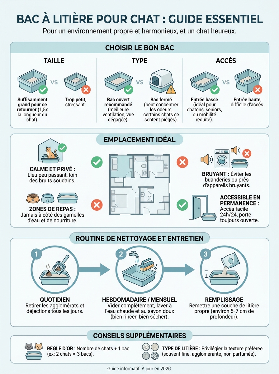 Infographie bac à litière pour chat