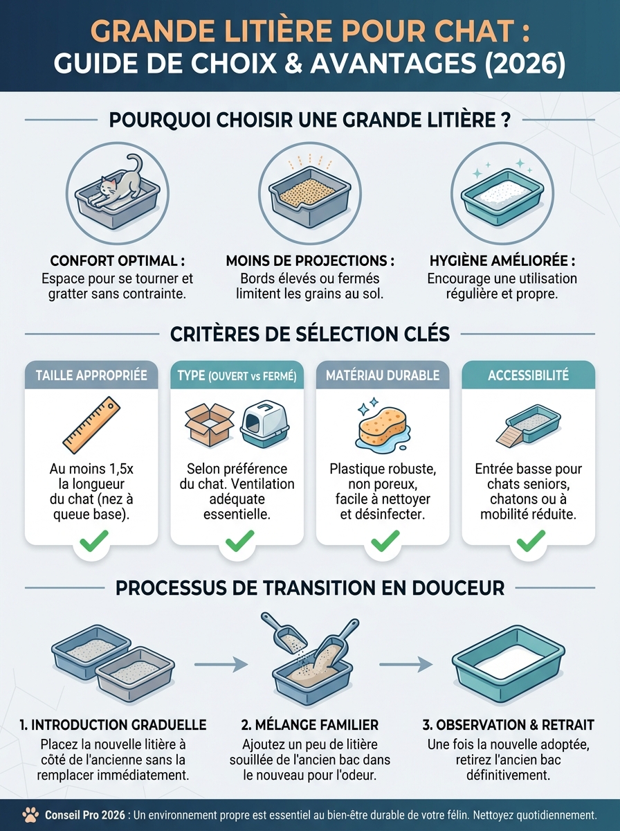 Infographie grande litière pour chat