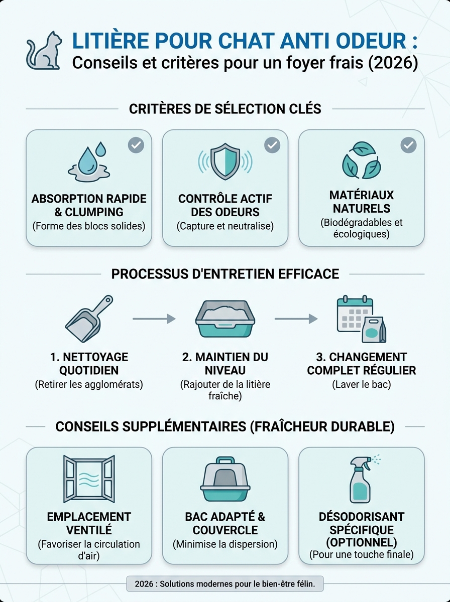 Infographie litière pour chat anti odeur