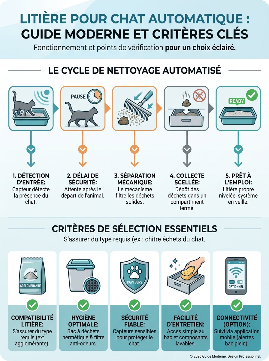 Infographie litière pour chat automatique