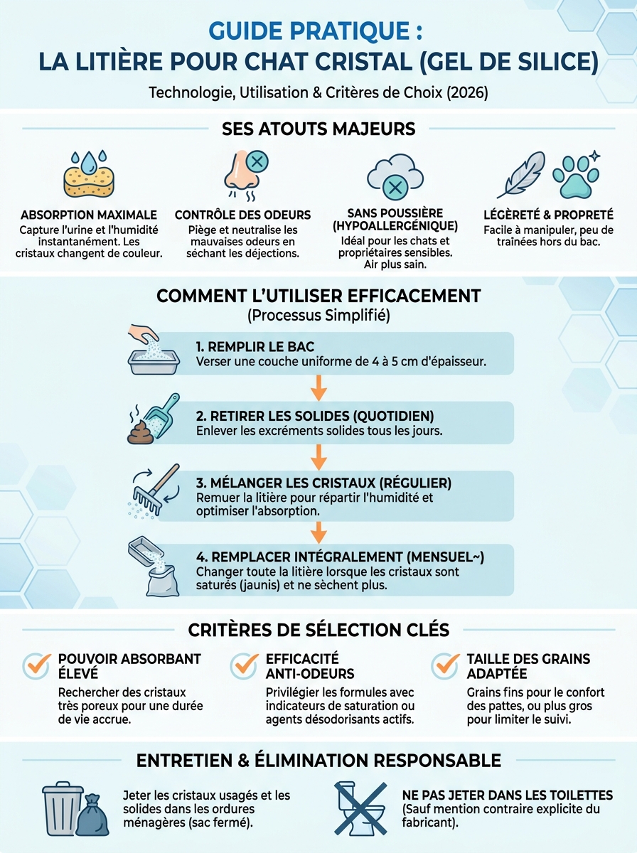Infographie litière pour chat cristal
