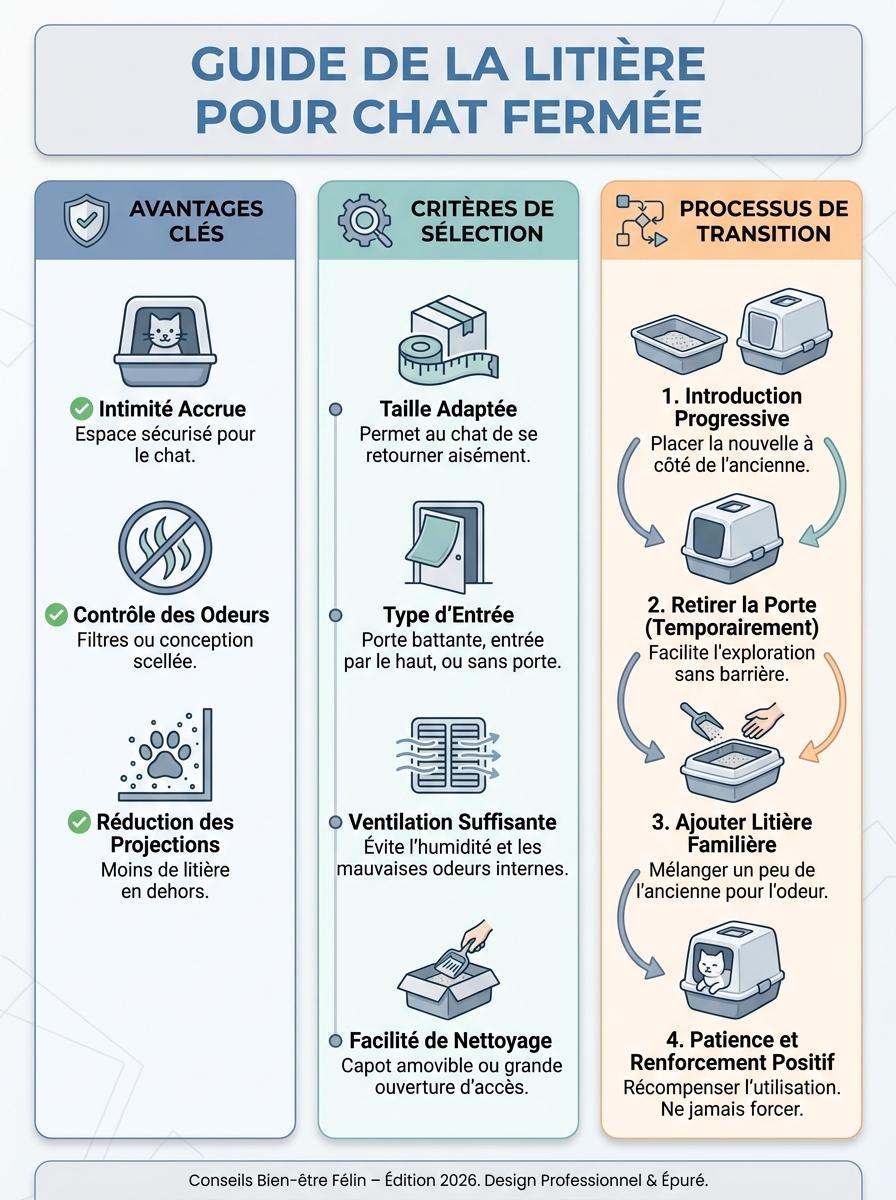 Infographie litière pour chat fermé