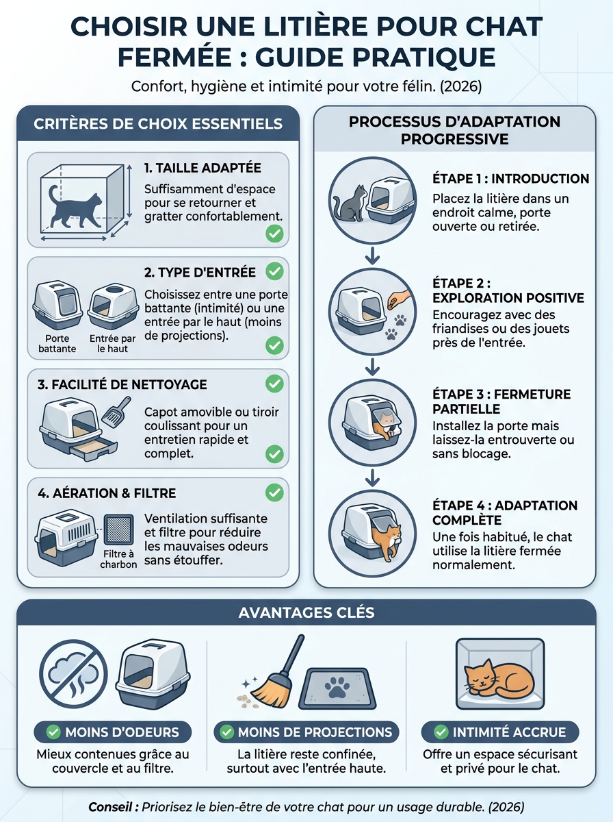 Infographie litière pour chat fermée