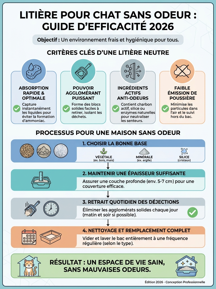 Infographie litière pour chat sans odeur