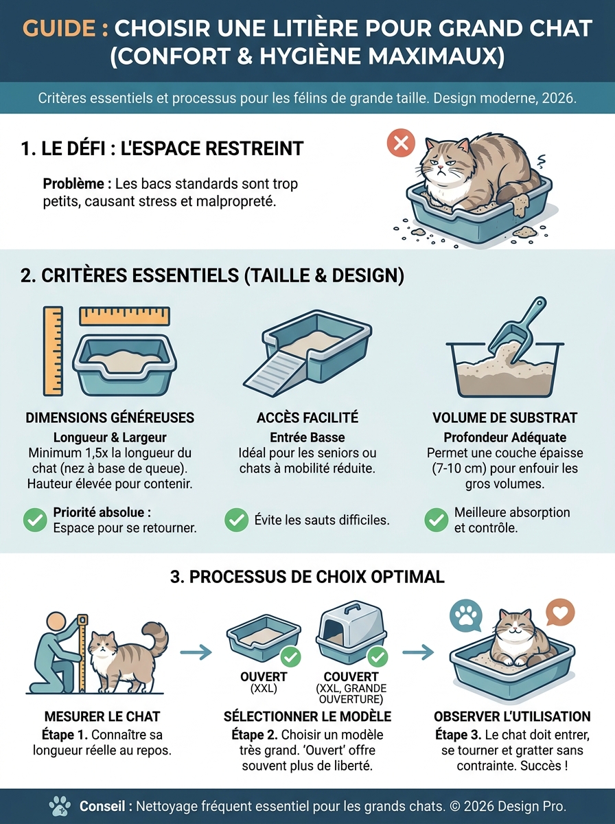 Infographie litière pour grand chat