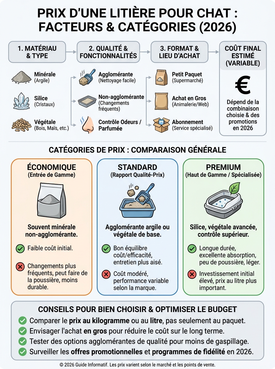 Infographie prix d'une litière pour chat
