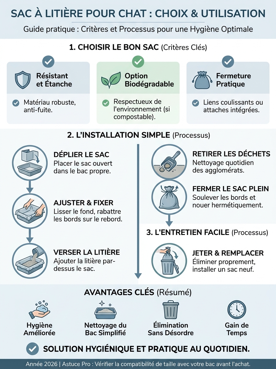 Infographie sac à litière pour chat