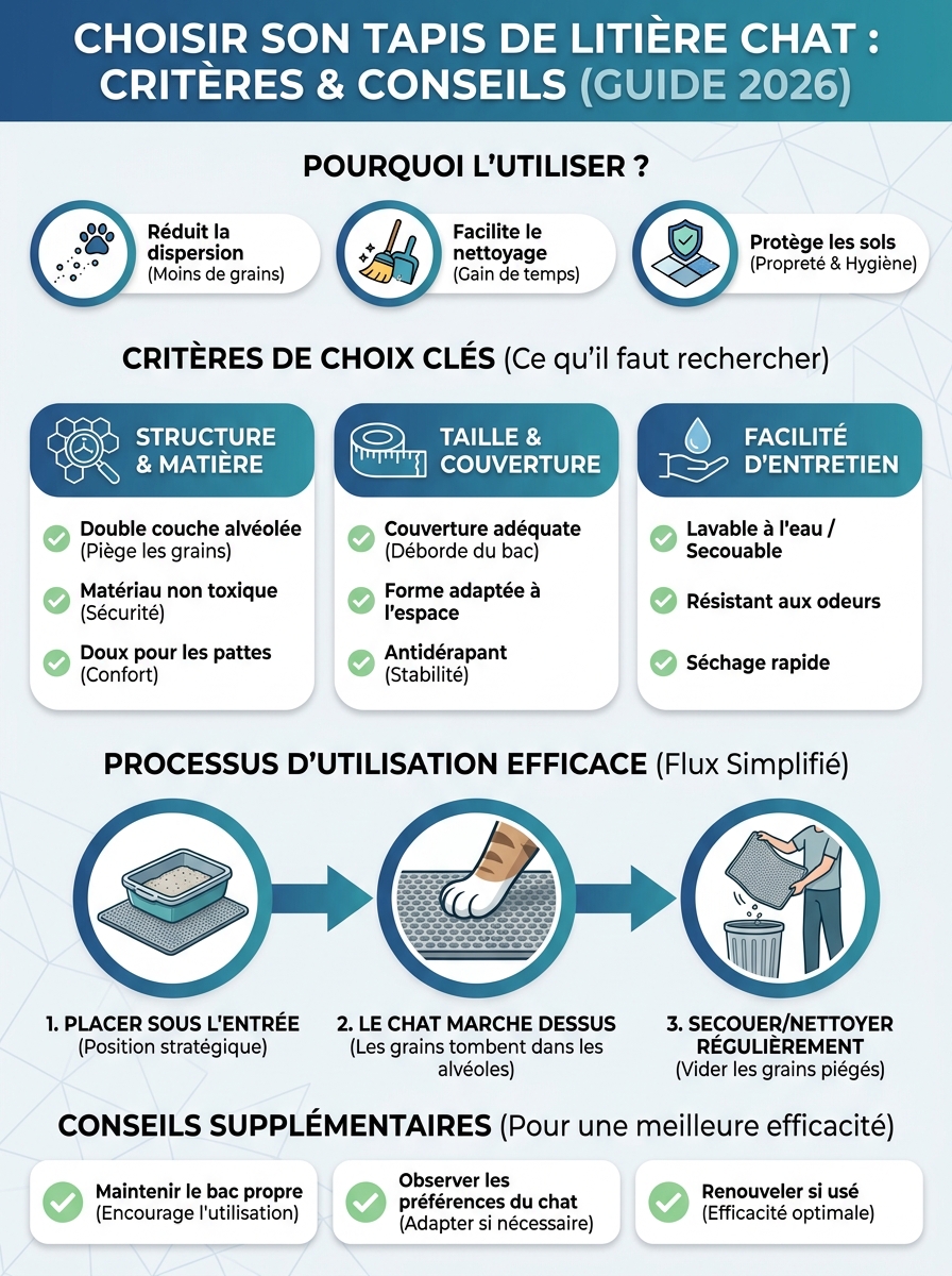 Infographie tapis pour litière chat