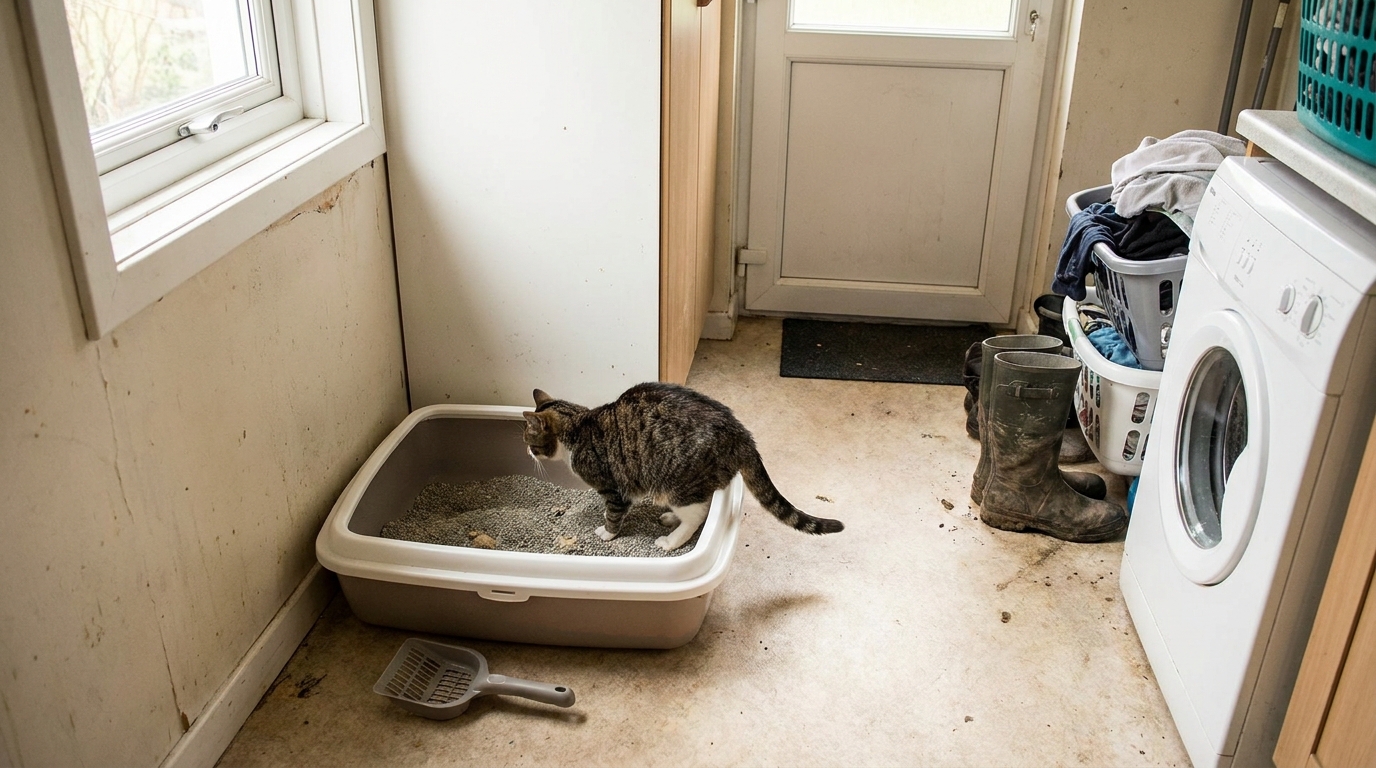 caisse litière pour chat en situation réelle