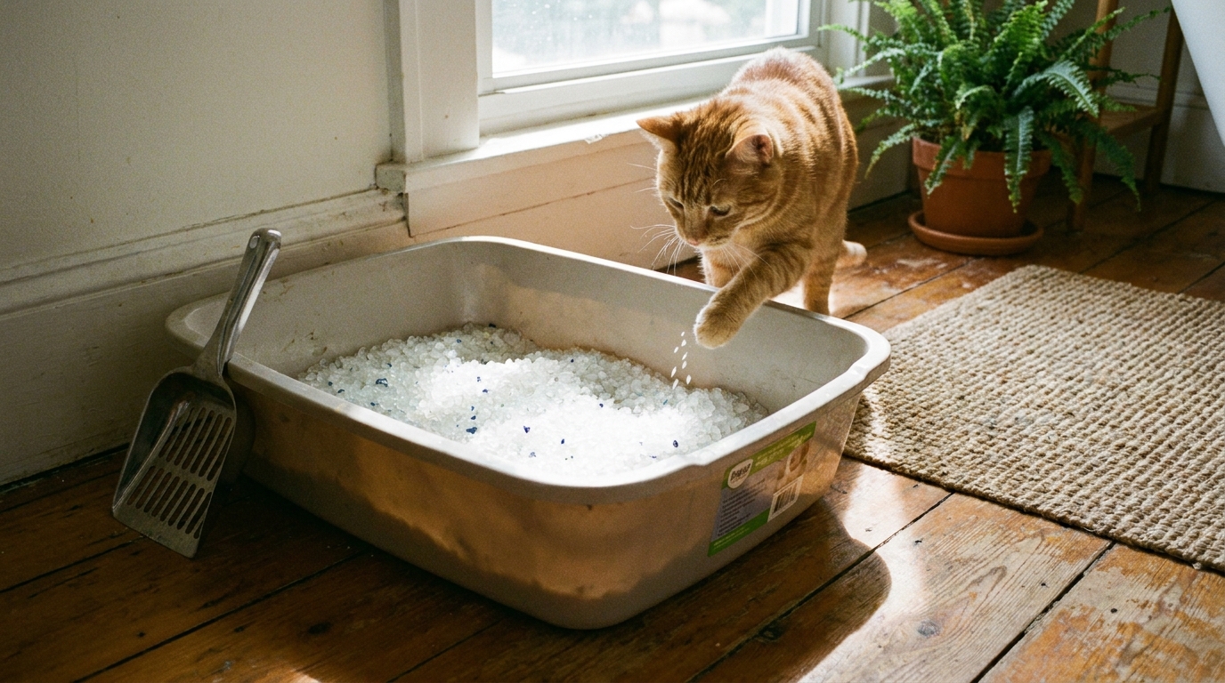 litière en silice pour chat en situation réelle