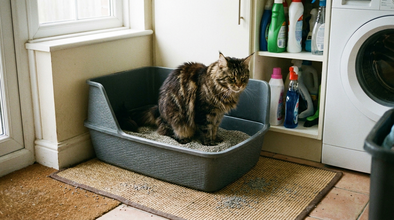 litière pour grand chat en situation réelle