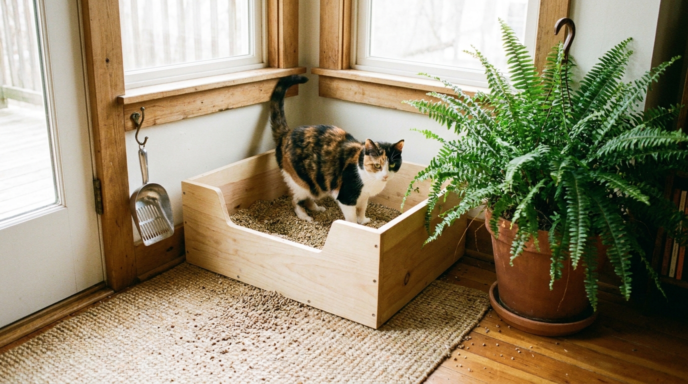 litière végétale pour chat en situation réelle