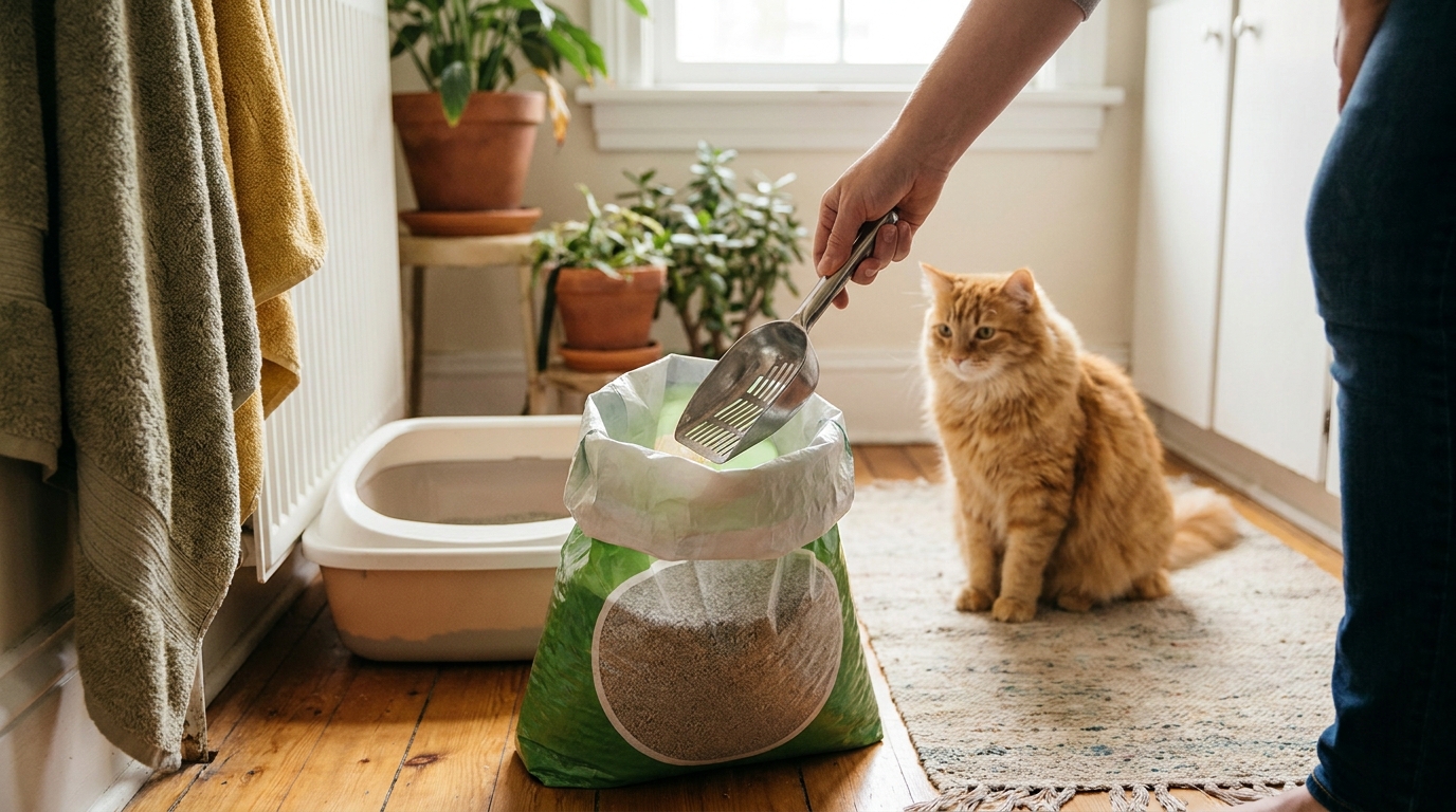 prix d'une litière pour chat en situation réelle